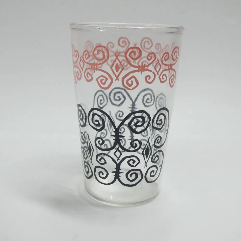 Libbey Pink & Black Scroll Juice Glass 3.75